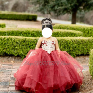 Luxury Bean Pink Flower Girl Dress 2024 Delicate O Neck Applique Layered Tulle Bow Decoration Little Princess Party Dresses