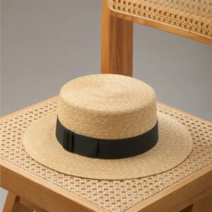 Summer fine flat top hat for men and women sunscreen sunhat wide blogger show face small holiday