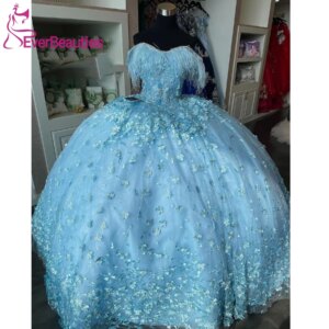 Quinceanera Dress for Women Sweet 15 Off Shoulder Tulle Lace Beaded Vestidos De 15 Quinceañera Ball Gown Prom Party Dress