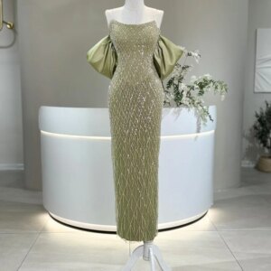 Customized Sequined Straight Off-the-shoulder Midi Dresses Bespoke Occasion Evening Exquisite Sparkle High Quality