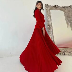 Women’s Long Evening Dress Elegant Dress for Girls Stunning 2 Piece Prom Dress V Neck Red Dresses for Women 2025 Customized