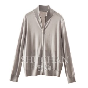 Worsted 100 Wool Stand-Up Collar Knitted Thin Sweater Jacket Women 09C0 cardigan feminino sueter mujer invierno 2025
