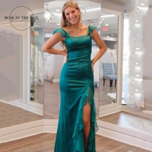 ROSEINTHEBOX Customized Long Women’s Prom Formal Dresses 2025 with Flowy Chiffon Ruffles Backless Slit Sexy Evening Party Gowns
