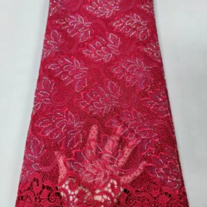 Wine African Nigerian Tulle Lace Fabric Organza Sewing Guipure Stones Embroidery Dresses High Quality 2025 5Yards Dresses Q374-1
