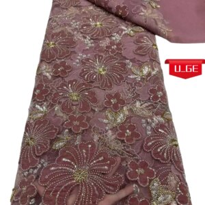 2025Latest Elegant Superior Quality Austria Luxurious Soft VelvetMesh Lace With Stones fabric For Party Evening Dresses U_Ge7586