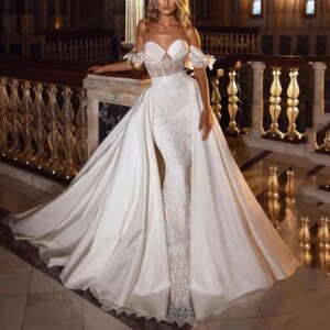 Exquisite White Female Wedding Party Dresses Sweetheart Floor Length Elegant Lace Illusion Sexy Women Banquet Prom Gowns