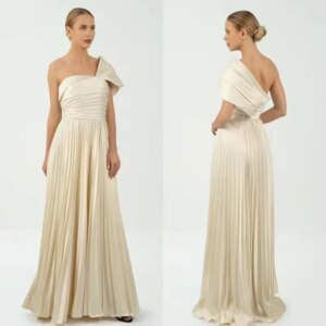 Little Daisy Customized Pleat Draped A-line One-shoulder Long Dresses Bespoke Occasion Dresses High Quality Sexy