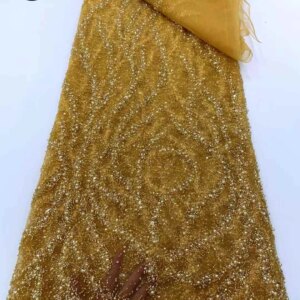 Fashion African Luxury Beaded Tulle Lace Fabric White French Sequins Embroidery Lace Fabric For Women Christmas Party Dresses