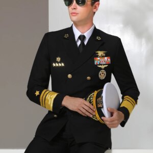US Seamen Uniform Men Black Blazer Suit General Include Jacket Pants Badge