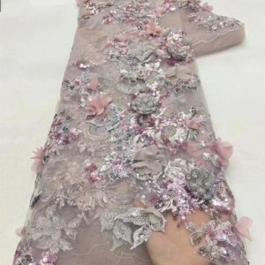 Luxury French Tulle Net Lace with Sequins And Beads African Nigerian Embroidered Lace Fabric Lace Fabric For Sewing