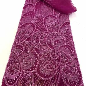 2025 New African French Nigerian High End Lace Fabric With Beads Sequins Mesh for Embroidery Wedding Party Bride Sewing Dress