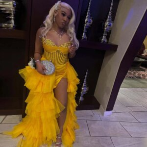 Yellow Prom Dresses Beading 2025 Tiered Ruffles Mermaid Party Dress Evening Gowns African Girls Customized