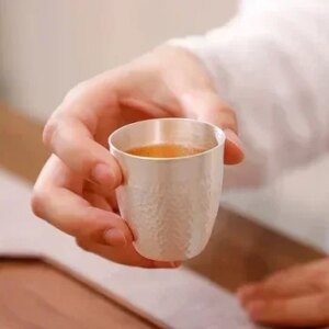 999 pure silver cups tea cup real silver jewelry parts 40-56grams silver hammered cup