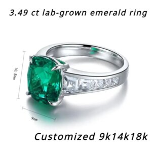 YanYao Jewelry NEW Design 3.49 Carat Lab Grown Emerald Ring S925 Women’s Silver Jewelry