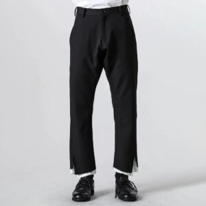 YOJI OOAK design sense of irregular pants legs rough edge wide leg pants black and white double handsome mid-waist pants man