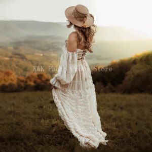 maternity dress for photoshoot summer tulle gowns photography outfits Lace Long Sleeve 2 Piece Set for Baby Shower plus size