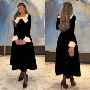 Little Daisy Customized Exquisite Elegant Jersey Pleat Bow Tiered A-line Square Neck Midi Dresses Bespoke Occasion Dresses Match