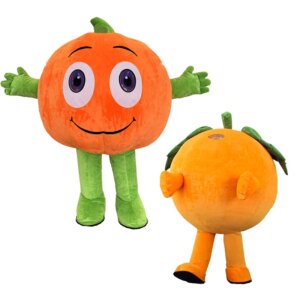 Cute Inflatable Orange Pumpkin Plush Costume Adult Character Halloween Thanksgiving Cosplay Mascot Party Funny Fruit Costume