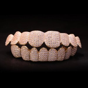 Custom Lab Grown Diamond HPHT Grillz 8 Top And 8 Bottom Hip Hop 14k Yellow Gold Grillz Hip Hop Jewely(Sent Teeth Mold To Us)