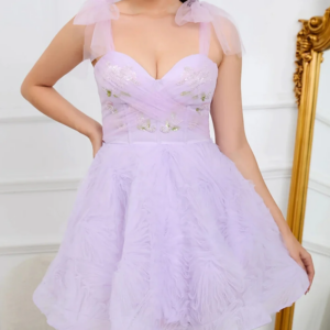 Elegant Short Purple Tulle Cocktail Dresses Sleeveless A Line Above Knee Length выпускное платье Party Gowns