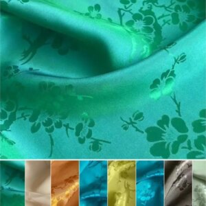 Silk mixed old satin jacquard heavy crepe material Cheongsam Hanfu plum multi-color Chinese style fabric