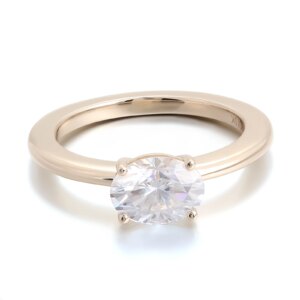 Provence Moissanite S925 Plated Yellow Gold Oval Cut D Color 1.5CT Solitaire Engagement Rings for Women With GRA Certificate