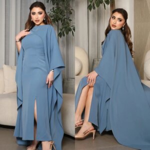 Customized Jiayigong High Quality Prom Jersey Ruffles A-line High Collar Bespoke Occasion Gown Midi Dresses