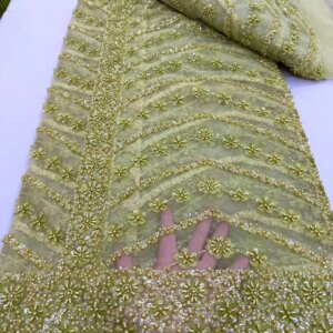 African Mesh Groom Lace Fabric 2025 High Quality French Sequins Lace Fabric Nigerian Lace Fabric For Wedding Women Dress