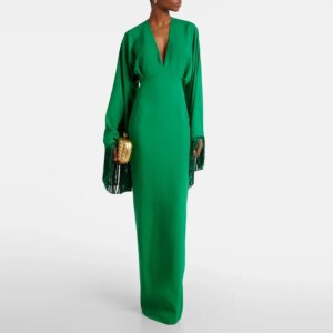 Customized Crepe Evening Dress For Sexy Women 정장원피스 Vestidos de festa Elegant Off Shoulder V-Neck Tassel Floor-Length Cocktail P