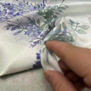 New product Wisteria perforated pattern printed fabric silk upper garment half skirt cheongsam clothing