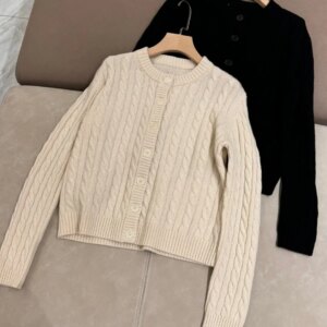 Autumn B*C Women’s Cashmere Cardigan Single Breasted O-Neck Long Sleeve Casual Female Knitted Sweater