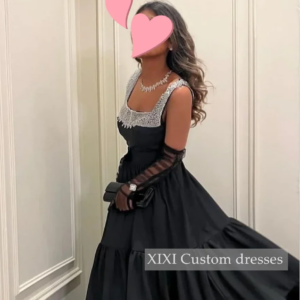 XIXI Customized Luxury Evening Dresses A-Line Off-The-Shoulder Neckline Beadings Zipper Up Beadings Prom Dresses Floor-Length