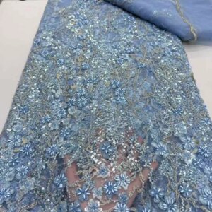 Luxury African Sequin Lace Fabric 2025 High Quality Groom Embroidered French Beaded Mesh Fabric For Women’s Wedding Party Dress