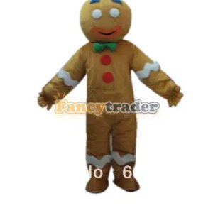 New Adult Hot Sale Foam Cute Doll Gingerbread Man Cartoon Mascot Costume Plush Christmas Fancy Dress Halloween Mascot Costume