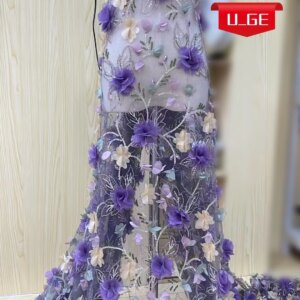 Wholesales2025Latest Best Quality Elegant Luxurious Very Soft 3D Mesh Lace With stones fabric For Wedding Evening Dress U_GE5928
