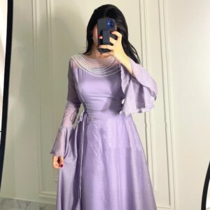 Customized Evening Chiffon Beading Ruffle Clubbing A-line Scoop Neck Bespoke Occasion Gown Midi Dresses Arabia