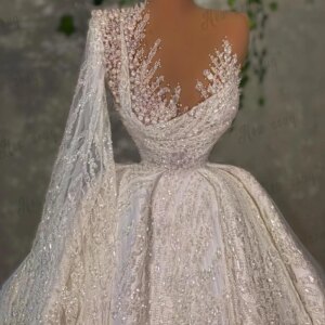 Dubai Stunning White Wedding Dresses Beaded Stones Plus Size Bridal Gowns Puffy Robe de Mariée Customized 3 Designs