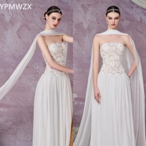 Customized YPMWZX Strapless A-line Floor length Skirts Draped Sleeveless Print Bespoke Occasion Dresses