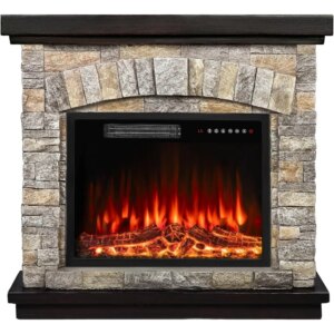 36″ Electric Fireplace with Mantel, 23 inch Electric Fireplace Insert, TV Stand Freestanding Heater with Remote Control Timer L