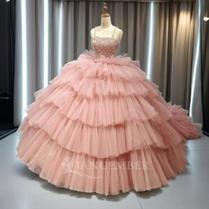Luxury Spaghetti Straps Princess Quinceanera Dress 2025 Ball Gown Flower Beading Vestidos De 15 Años Customized vestidos 15 años