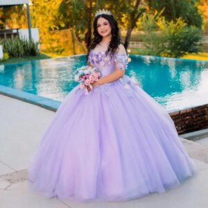 Customized Lavender Purple Quinceanera Dresses with Appliques Ruched Off The Shoulder Tulle Robe Princesse Bleu Femme
