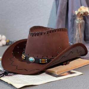 cowboy hat Men’s and women’s outdoor travel large along ethnic wind jazz