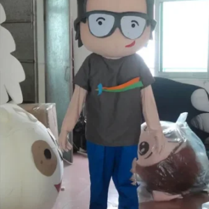 New Adult Hot Sale cool boy with glasses Doll Fancy Cartoon Mascot Costume Plush Christmas Fancy Dress Halloween Mascot Costume