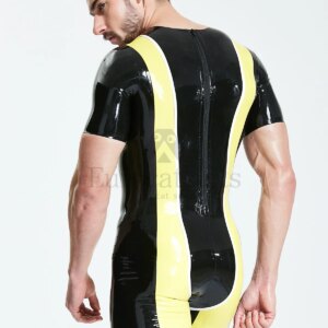 customized latex catsuits men eurocat suits  latex leotard rubber fetish customised clubwear cosplay  Male Round Neck Surfsuit