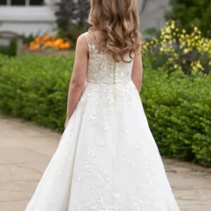 Flower Girl Dresses Baby Girl Dress  White Tulle Flory Pattern Sleeveless For Wedding Birthday Party Banquet Princess Gowns