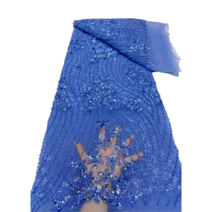 French Handmade Wedding Beaded Fabric Sequins Crafts Lace For Wedding Dress Cloth Materials