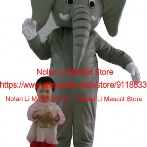 High Quality Adult Grey Elephant Mascot Costume Cartoon Suit Movie Prop Role Playing Advertising Game Large Event Display 536