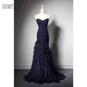 Elegant Evening Party Dresses for Women Customized Banquet Strapless Lace Women’s Luxury Wedding Party Dresses Vestido De Fiesta