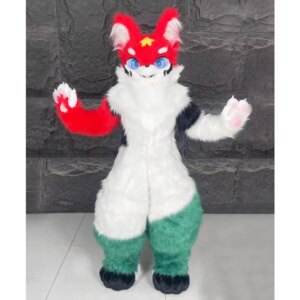 Long Fur Husky Dog Fox Mascot Costume Fursuit Halloween Suit Cosplay
