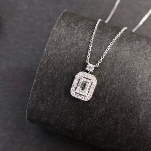 18K solid gold GIA Natural Diamond Necklace 1CT Emerald E-Color Pendant Lab Grow Diamond Necklace Female CVD/HPHT synthetic diam
